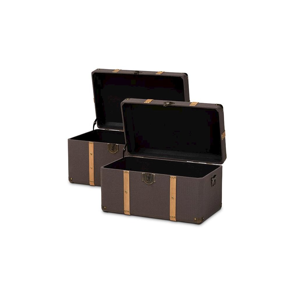 Oak Brown Finished 2-Piece Storage Trunk Set