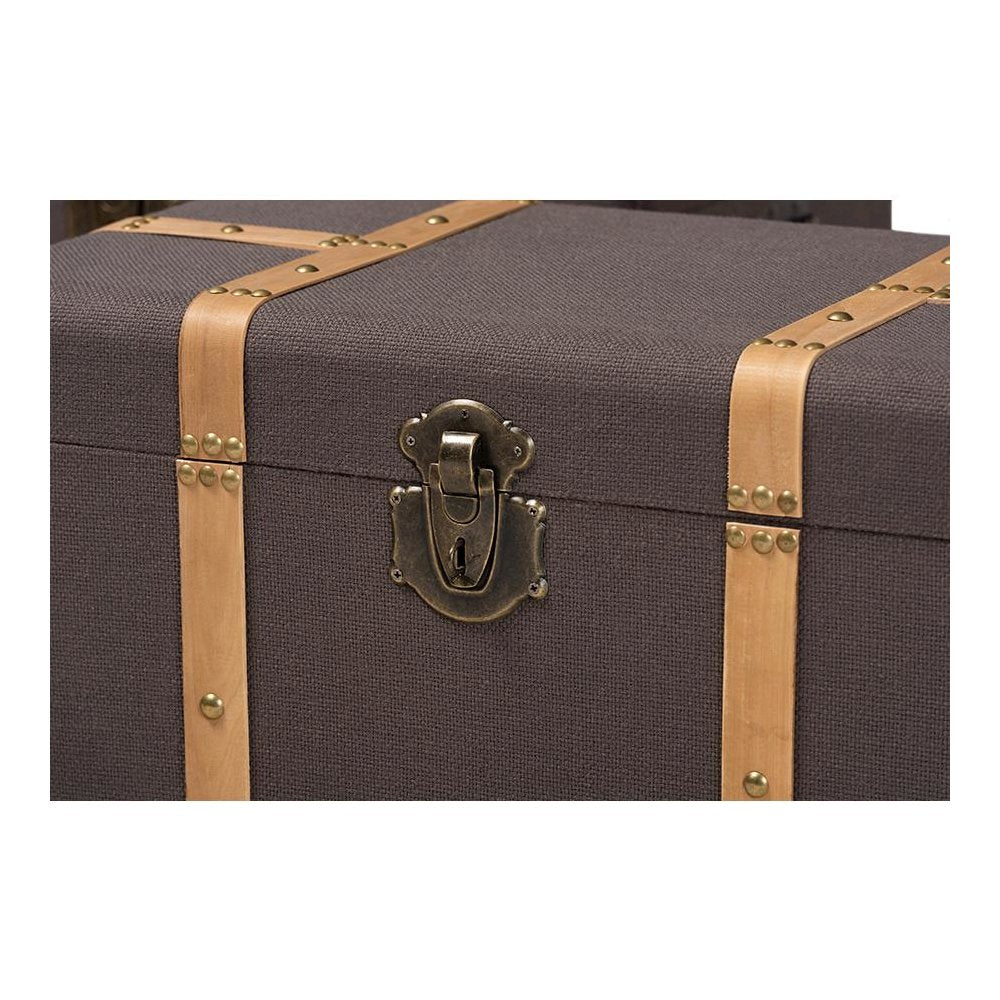 Oak Brown Finished 2-Piece Storage Trunk Set