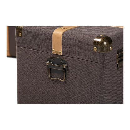 Oak Brown Finished 2-Piece Storage Trunk Set