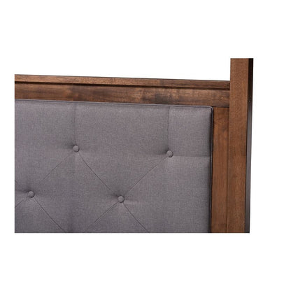 Walnut Brown Finished Wood Queen Size Platform Canopy Bed