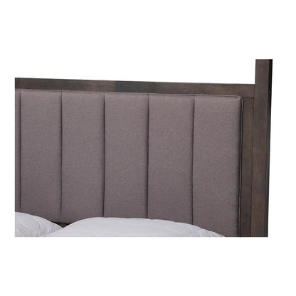 Dark Grey Oak Finished Wood Queen Size Platform Canopy Bed