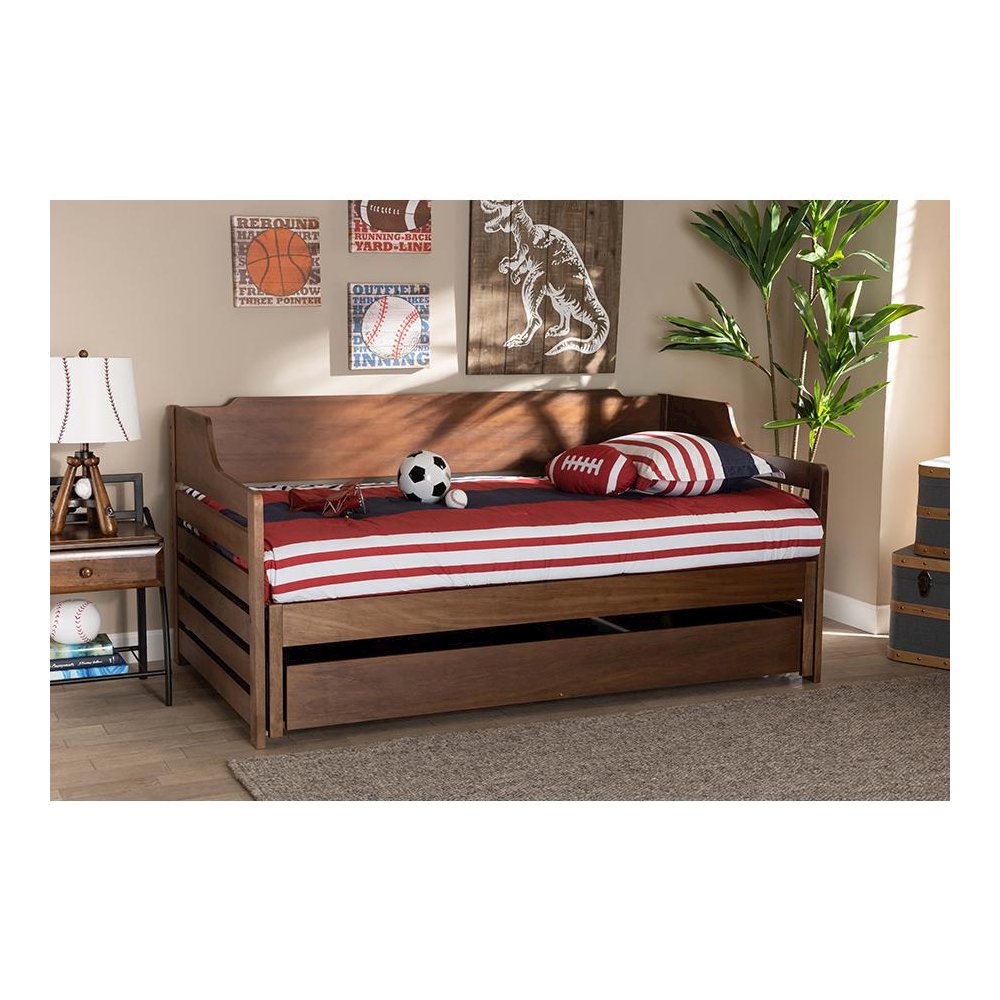 Brown Finished Expandable Twin Size to King Size Daybed with Storage Drawer