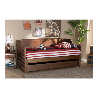 Brown Finished Expandable Twin Size to King Size Daybed with Storage Drawer
