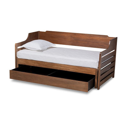 Brown Finished Expandable Twin Size to King Size Daybed with Storage Drawer
