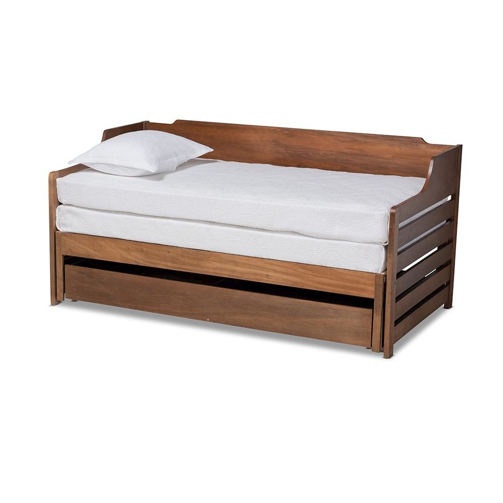 Brown Finished Expandable Twin Size to King Size Daybed with Storage Drawer