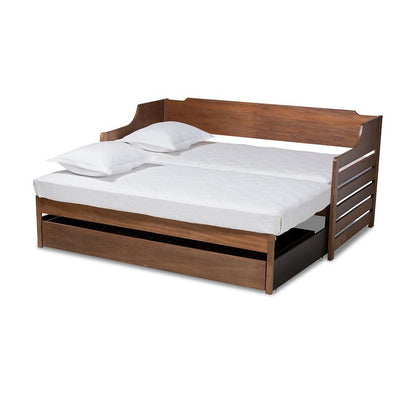 Brown Finished Expandable Twin Size to King Size Daybed with Storage Drawer