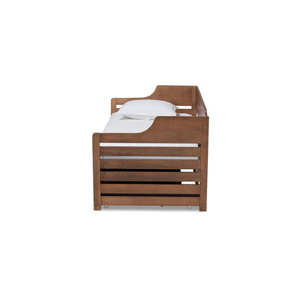 Brown Finished Expandable Twin Size to King Size Daybed with Storage Drawer