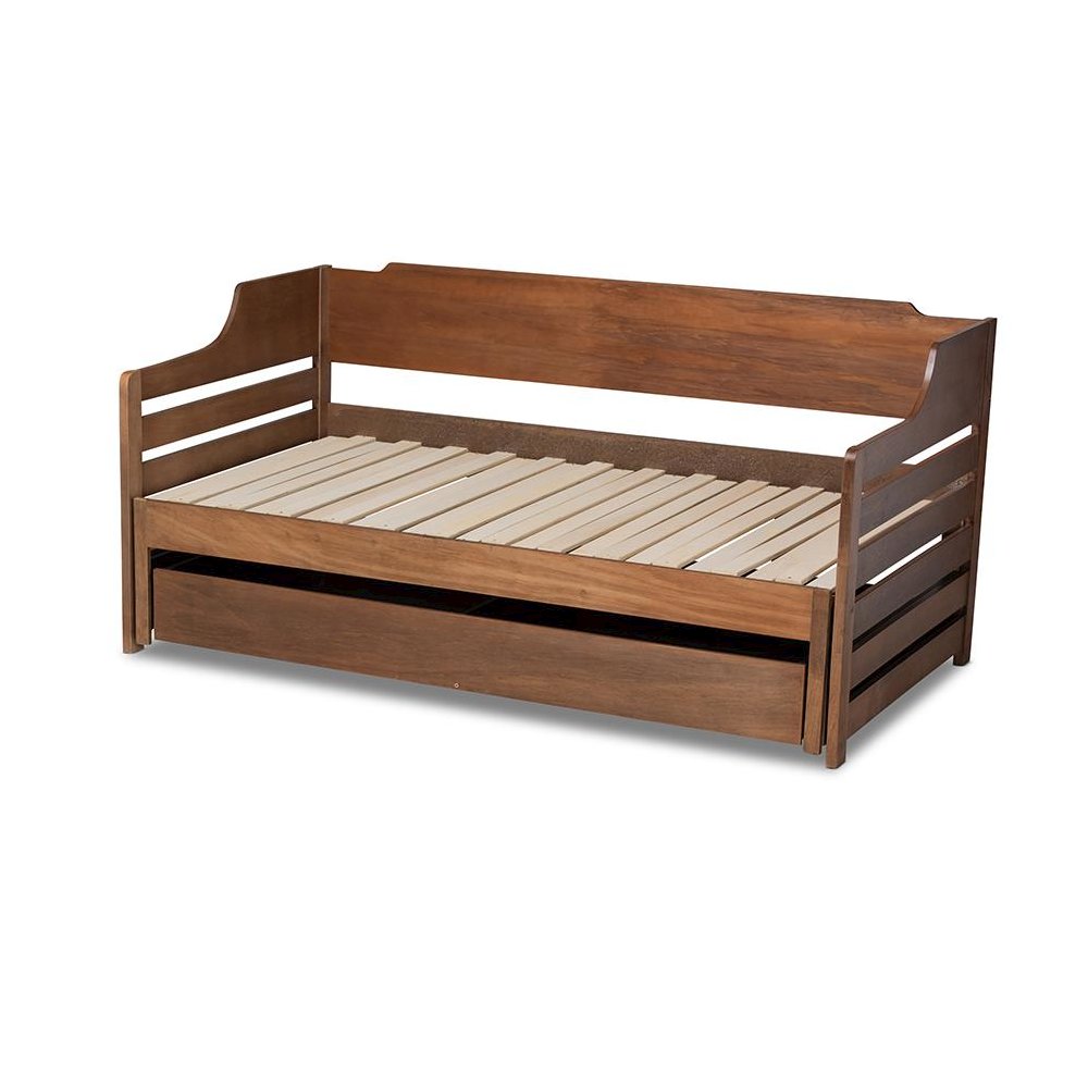Brown Finished Expandable Twin Size to King Size Daybed with Storage Drawer