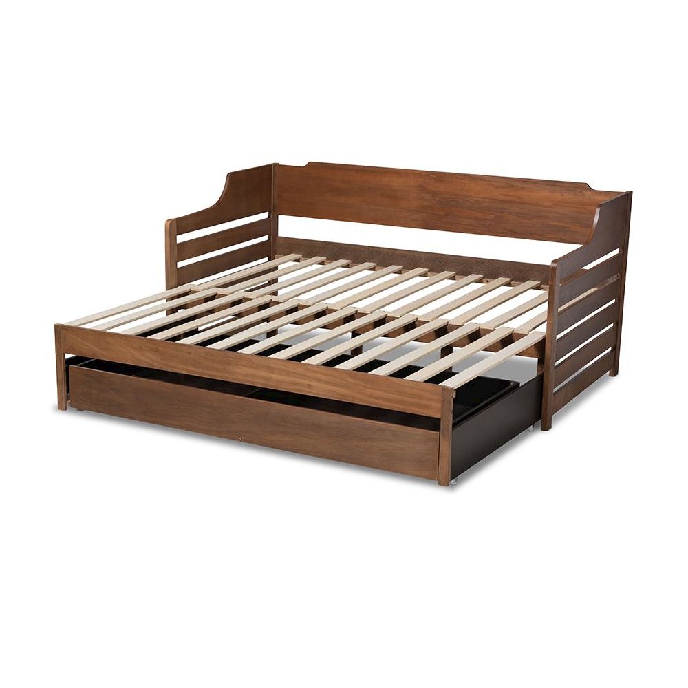 Brown Finished Expandable Twin Size to King Size Daybed with Storage Drawer
