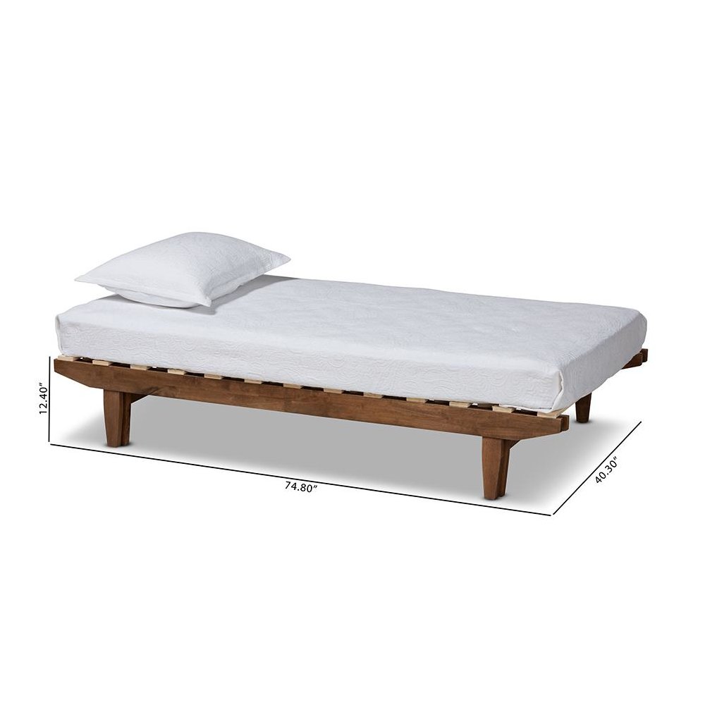 Walnut Finished Wood Expandable Twin Size to King Size Bed Frame