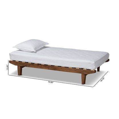 Walnut Finished Wood Expandable Twin Size to King Size Bed Frame