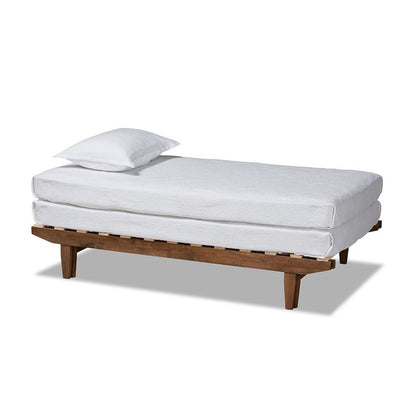 Walnut Finished Wood Expandable Twin Size to King Size Bed Frame