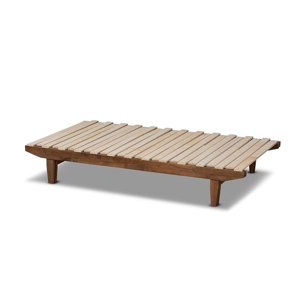 Walnut Finished Wood Expandable Twin Size to King Size Bed Frame