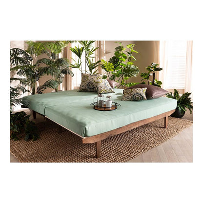 Walnut Finished Wood Expandable Twin Size to King Size Bed Frame