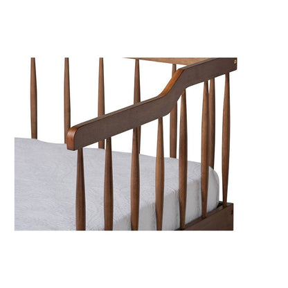 Walnut Brown Finished Wood Expandable Twin Size to King Size Spindle Daybed
