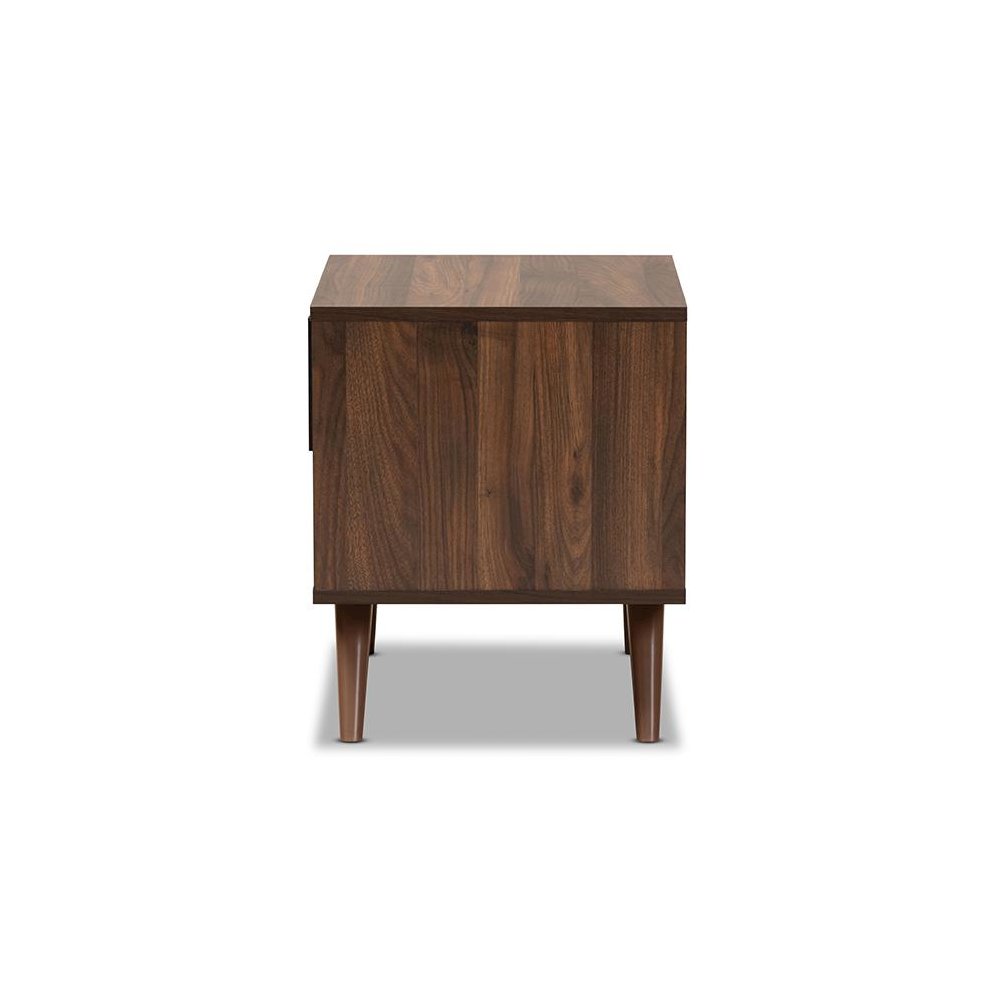 Two-Tone Grey and Walnut Finished Wood 1-Drawer Nightstand