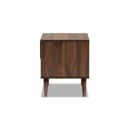 Two-Tone Grey and Walnut Finished Wood 1-Drawer Nightstand