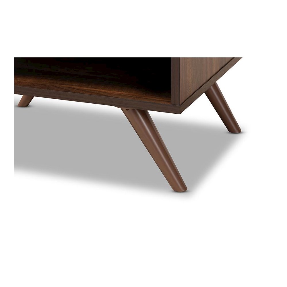 Two-Tone Grey and Walnut Finished Wood 1-Drawer Nightstand
