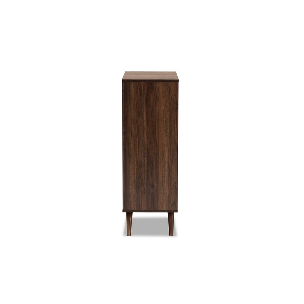 Two-Tone Grey and Walnut Finished Wood 2-Door Shoe Cabinet