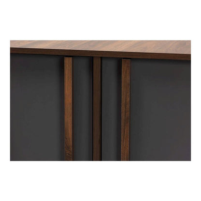 Two-Tone Grey and Walnut Finished Wood 2-Door Shoe Cabinet