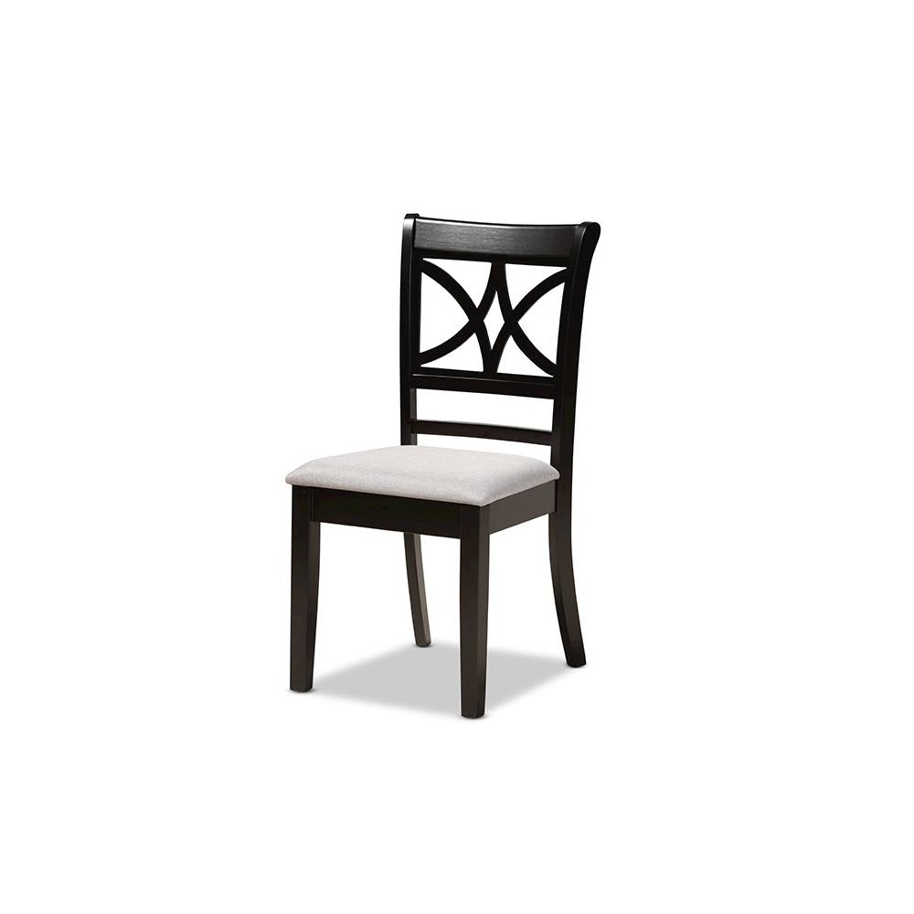 Grey Fabric Upholstered and Dark Brown Finished Wood 5-Piece Dining Set