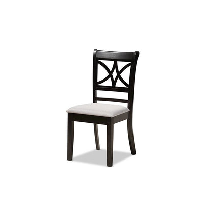 Grey Fabric Upholstered and Dark Brown Finished Wood 5-Piece Dining Set