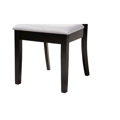 Mari Modern Grey Fabric and Dark Brown Finished Wood 5-Piece Dining Set