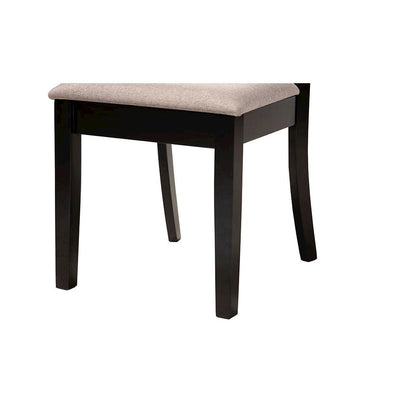 Noemi Modern Beige Fabric and Dark Brown Finished Wood 5-Piece Dining Set
