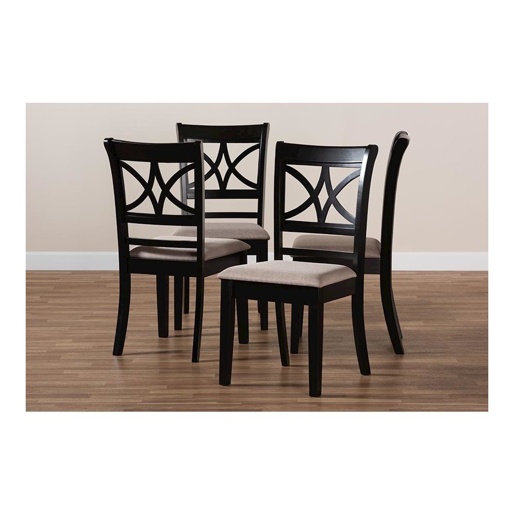 Espresso Brown Finished Wood 4-Piece Dining Chair Set