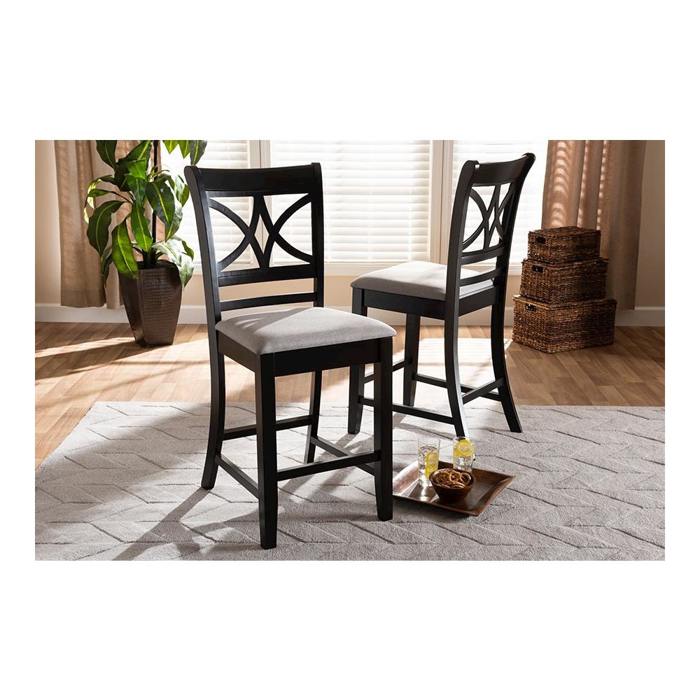 Espresso Brown Finished Wood 2-Piece Counter Height Pub Chair Set