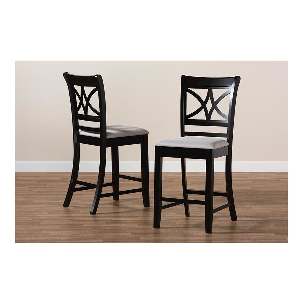Espresso Brown Finished Wood 2-Piece Counter Height Pub Chair Set