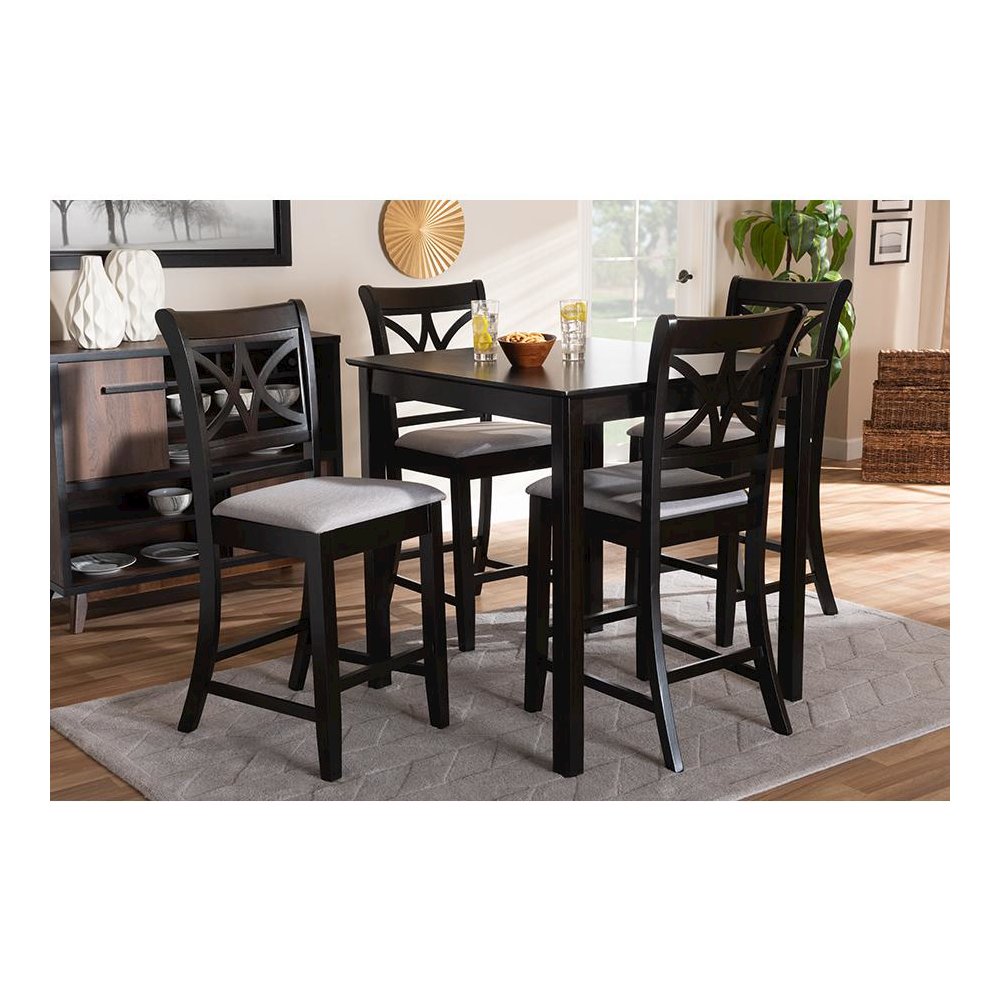 Espresso Brown Finished Wood 5-Piece Counter Height Pub Dining Set