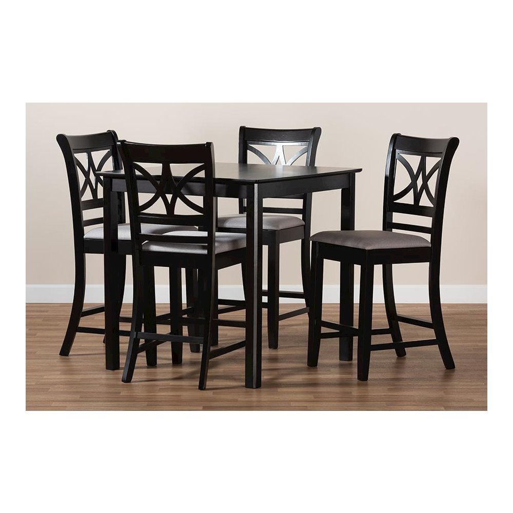 Espresso Brown Finished Wood 5-Piece Counter Height Pub Dining Set