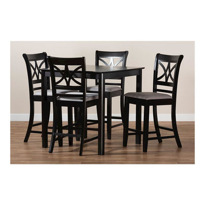 Espresso Brown Finished Wood 5-Piece Counter Height Pub Dining Set
