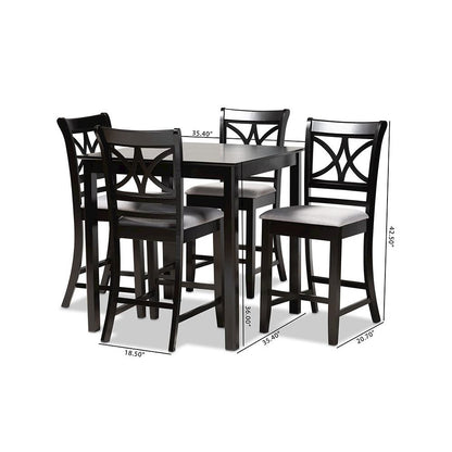 Espresso Brown Finished Wood 5-Piece Counter Height Pub Dining Set