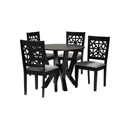 Felice Modern Grey Fabric and Dark Brown Finished Wood 5-Piece Dining Set