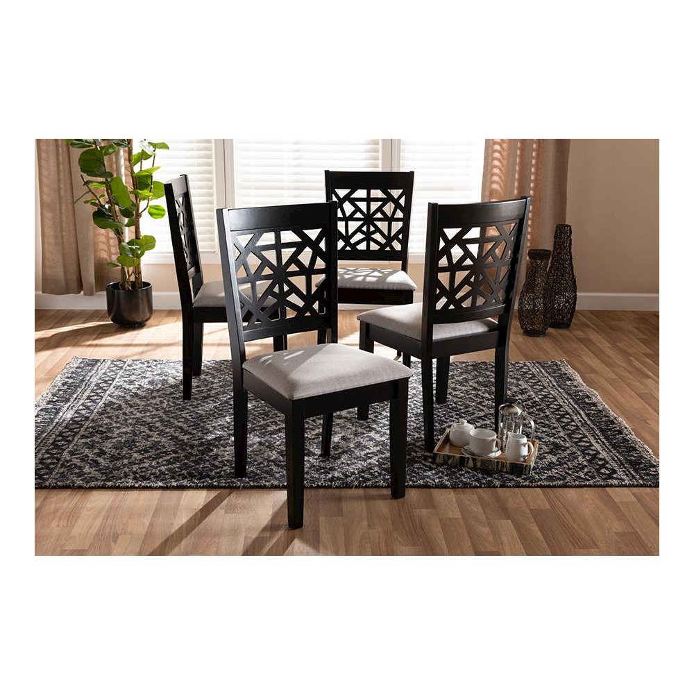 Espresso Brown Finished Wood 4-Piece Dining Chair Set