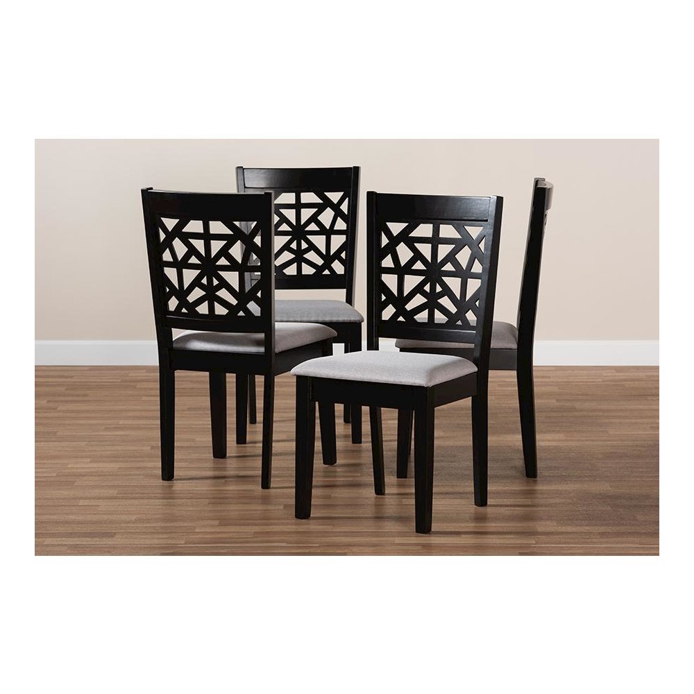 Espresso Brown Finished Wood 4-Piece Dining Chair Set