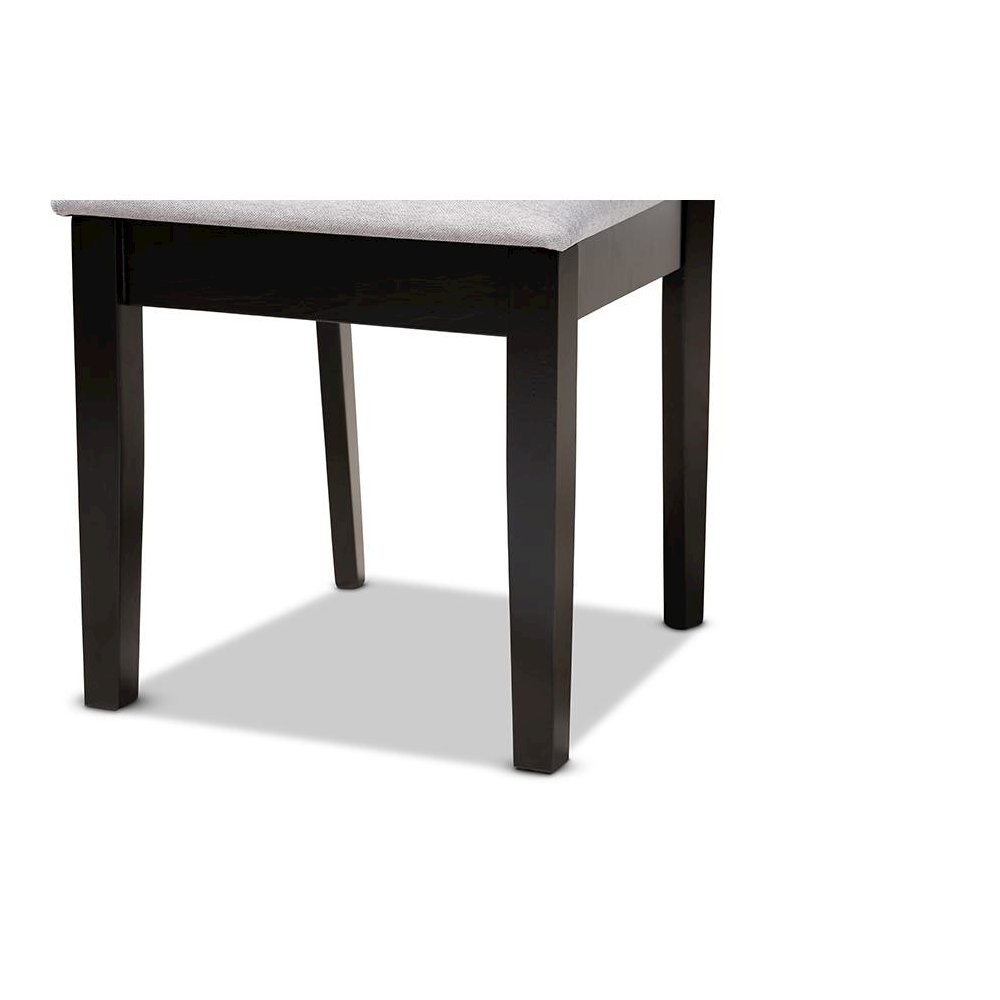 Grey Fabric Upholstered and Espresso Brown Finished Wood 5-Piece Dining Set