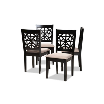 Espresso Brown Finished Wood 4-Piece Dining Chair Set