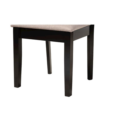 Karel Modern Beige Fabric and Espresso Brown Finished Wood 5-Piece Dining Set
