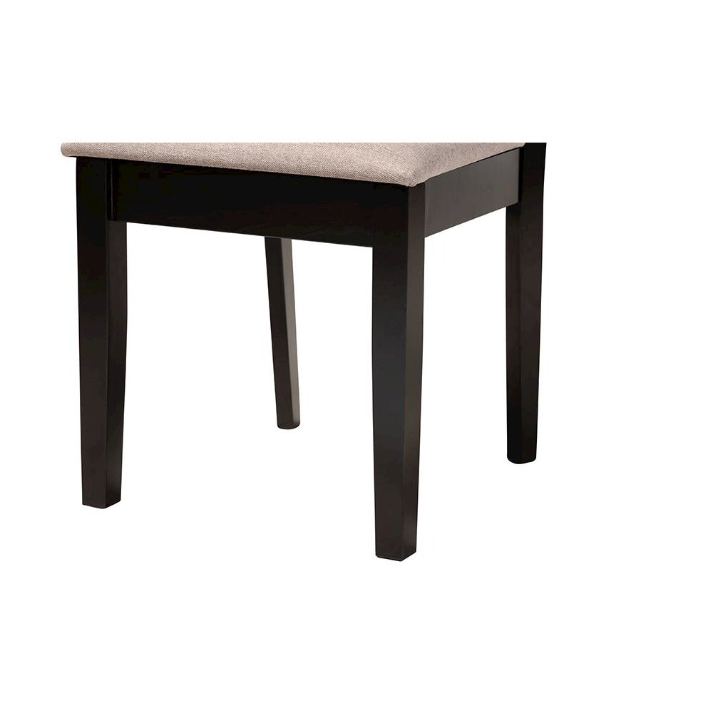 Jamie Moden Beige Fabric and Dark Brown Finished Wood 5-Piece Dining Set