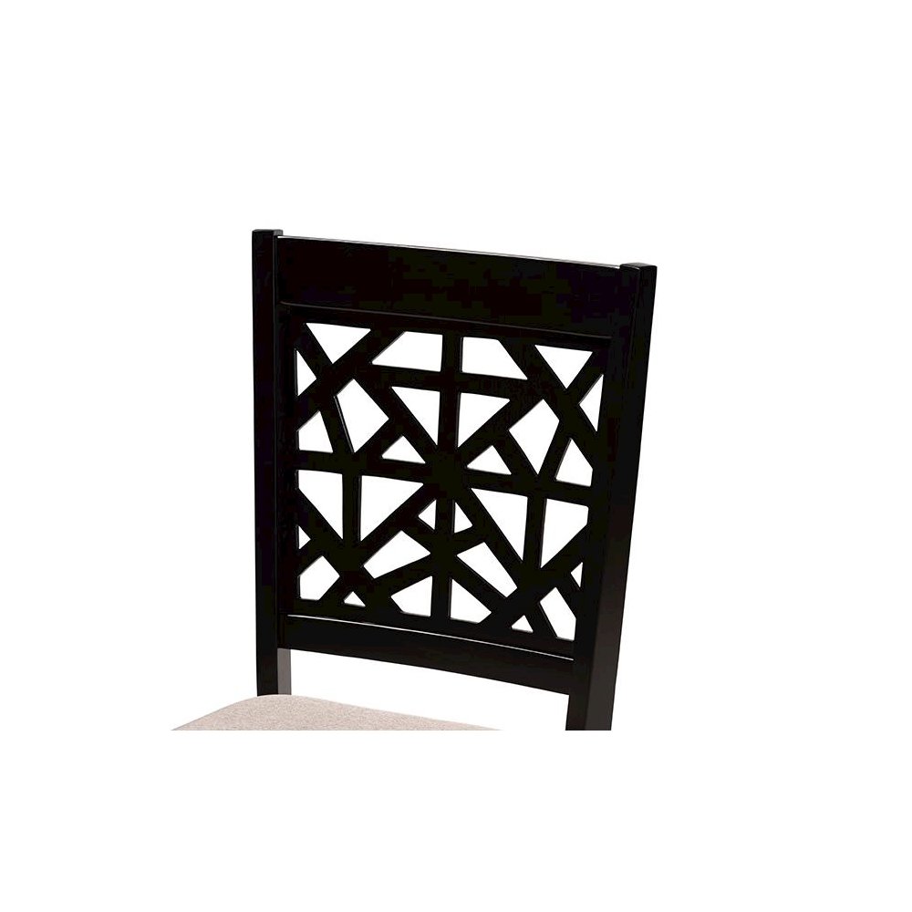 Lena Modern Beige Fabric and Dark Brown Finished Wood 5-Piece Dining Set
