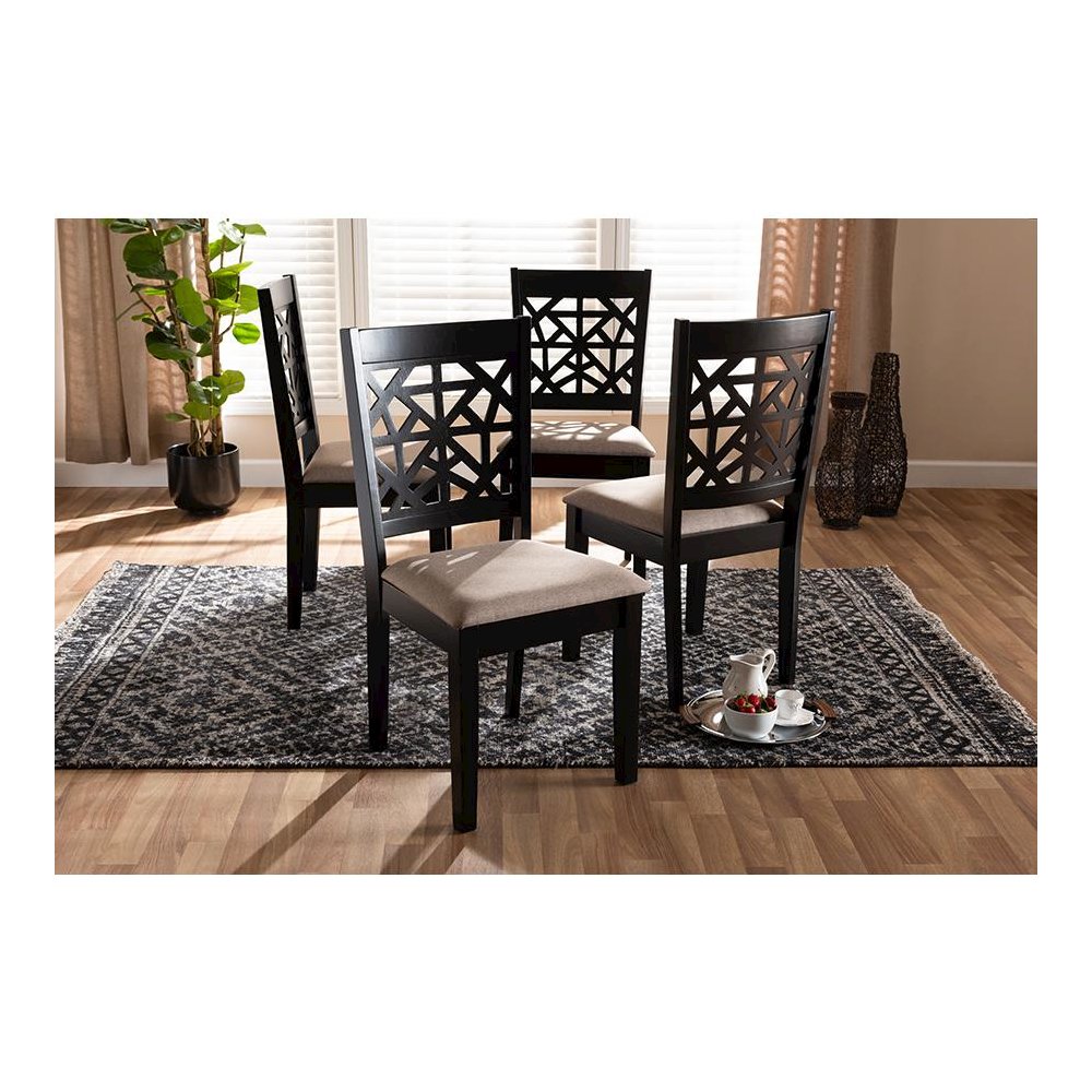 Espresso Brown Finished Wood 4-Piece Dining Chair Set