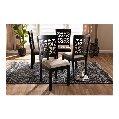 Espresso Brown Finished Wood 4-Piece Dining Chair Set