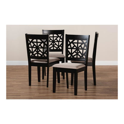 Espresso Brown Finished Wood 4-Piece Dining Chair Set