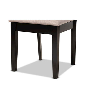 Sand Fabric Upholstered and Espresso Brown Finished Wood 5-Piece Dining Set