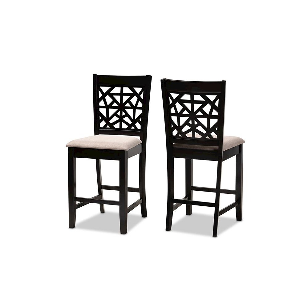 Espresso Brown Finished Wood 2-Piece Counter Height Pub Chair Set