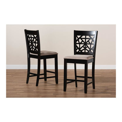 Espresso Brown Finished Wood 2-Piece Counter Height Pub Chair Set