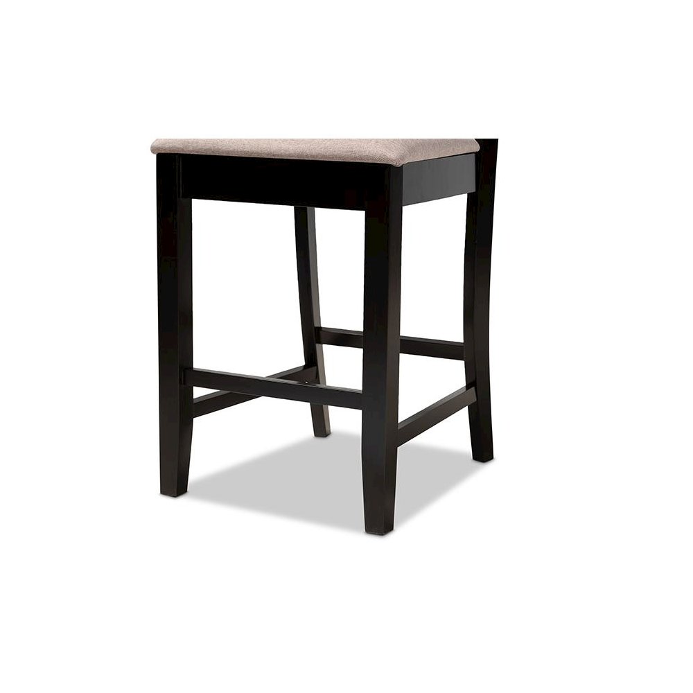 Sand Fabric Upholstered and Espresso Brown Finished Wood 5-Piece Pub Dining Set